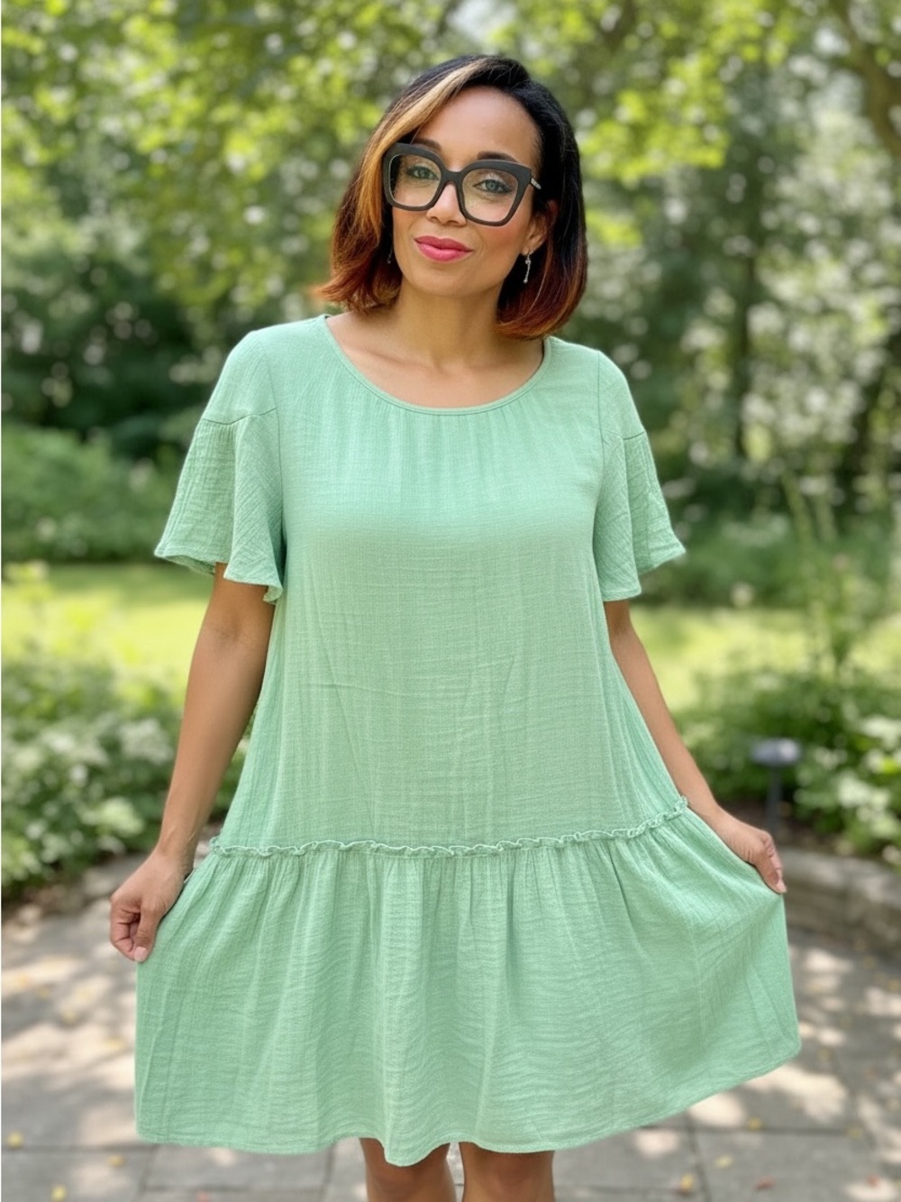 Harper Mint Green Scoop Neck Baby Doll Light Weight Summer Dress sz L